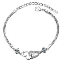 Load image into Gallery viewer, Heart Zirconia Double Layer Chain Bracelet
