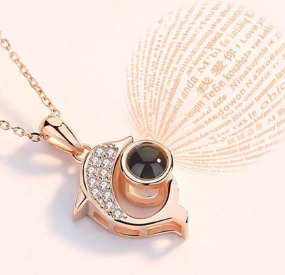 I Love You in 100 Languages Dolphin Pendant Necklace