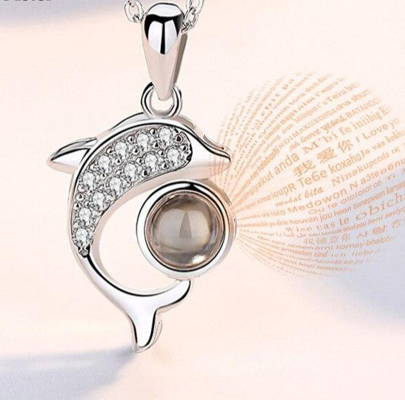 I Love You in 100 Languages Dolphin Pendant Necklace
