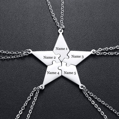 3-10 PCS/Set BFF Family Puzzle Pendant Engraved name Necklace