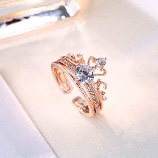 2-in-1 Crown detachable Rings Set