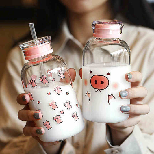 Pig Glass Cute Student Water Cup