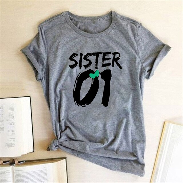 Number 01 02 Print Best Friend T-shirt