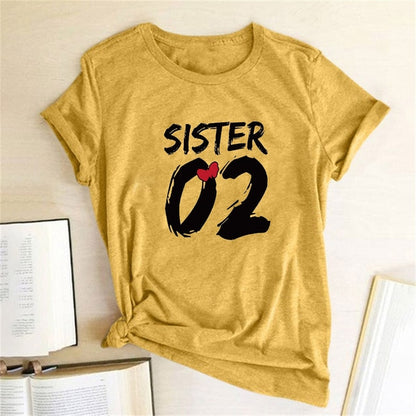 Number 01 02 Print Best Friend T-shirt