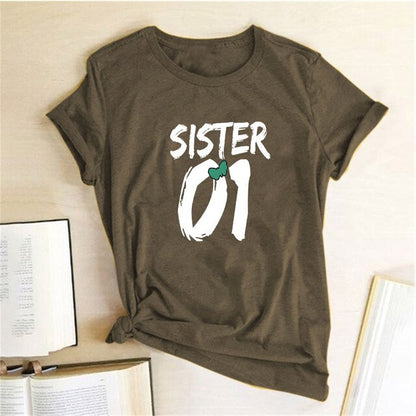 Number 01 02 Print Best Friend T-shirt