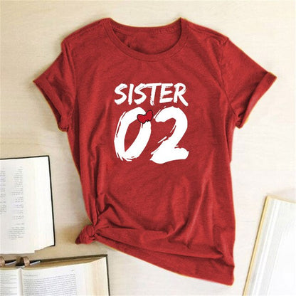 Number 01 02 Print Best Friend T-shirt