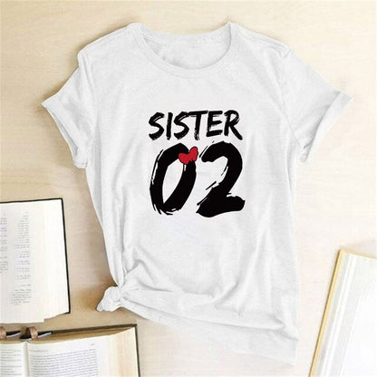 Number 01 02 Print Best Friend T-shirt