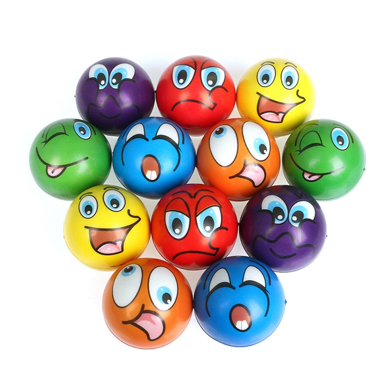 6pcs 6.3cm Stress Balls Grimace Smiley Laugh Face Soft Foam