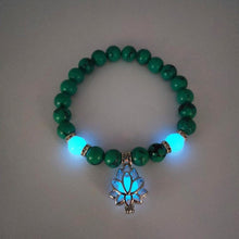 Load image into Gallery viewer, 8mm Natural Stone Beads Luminous Lotus Pendant Bracelet
