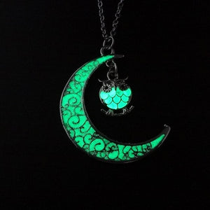 Luminous Owl Moon pendant necklaces