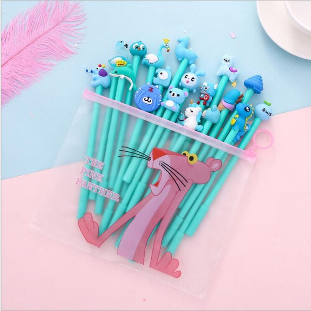 20pcs/pack Cute Cartoon Designs Gel Ink Writing Pens