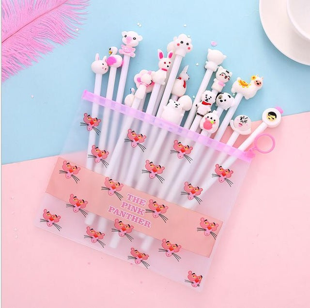 20pcs/pack Cute Cartoon Designs Gel Ink Writing Pens