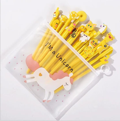 20pcs/pack Cute Cartoon Designs Gel Ink Writing Pens