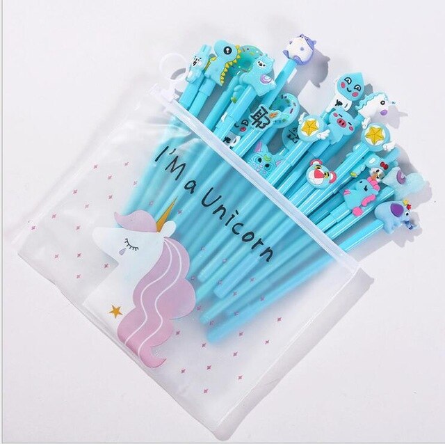 20pcs/pack Cute Cartoon Designs Gel Ink Writing Pens