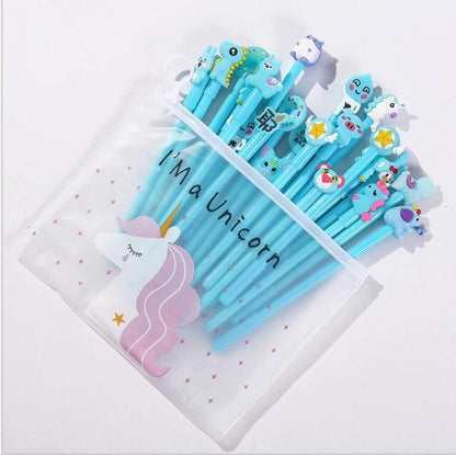 20pcs/pack Cute Cartoon Designs Gel Ink Writing Pens