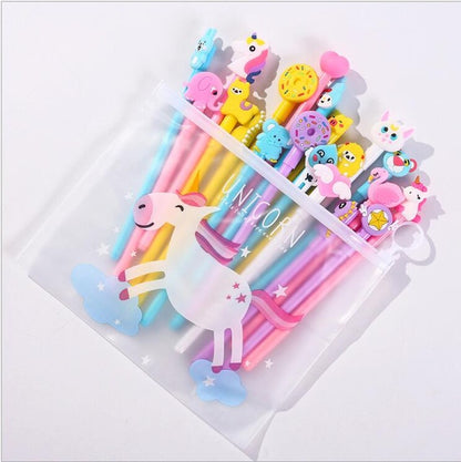 20pcs/pack Cute Cartoon Designs Gel Ink Writing Pens