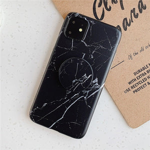 Holder Stand Marble Case For iPhone Huawei Skin IMD Silicon Phone Case