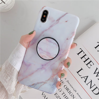 Holder Stand Marble Case For iPhone Huawei Skin IMD Silicon Phone Case