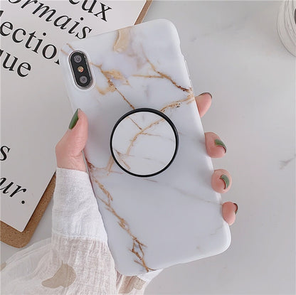 Holder Stand Marble Case For iPhone Huawei Skin IMD Silicon Phone Case