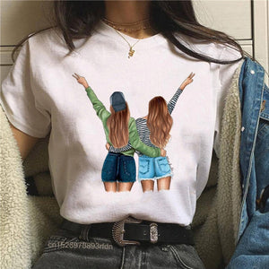 Women Best Friends Girl T-Shirt Girl Summer Casual Tops