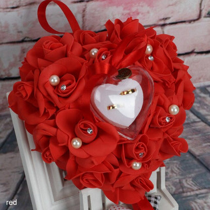 Party DIY Decors Heart Shape Simulation Rose Flowers Jewelry Case