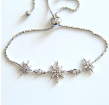 Cubic Zirconia Glitter Adjustable Bracelet Shape Anise Stars