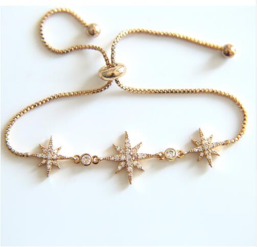Cubic Zirconia Glitter Adjustable Bracelet Shape Anise Stars