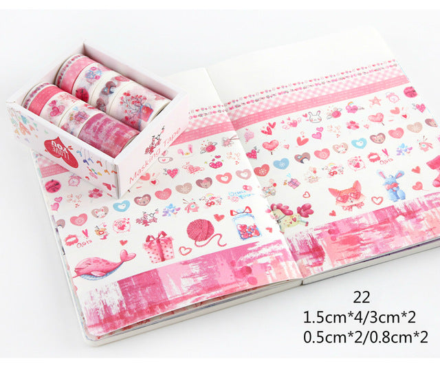 10pcs/box Cute Cartoon Animals Washi Tapes