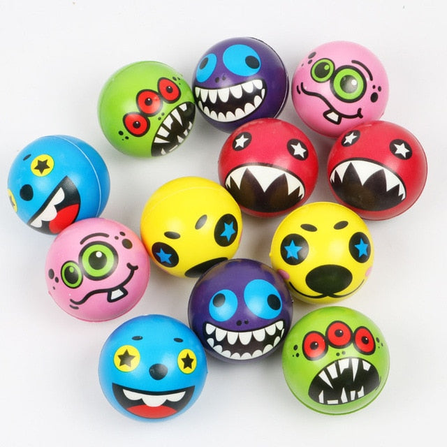 6pcs 6.3cm Stress Balls Grimace Smiley Laugh Face Soft Foam