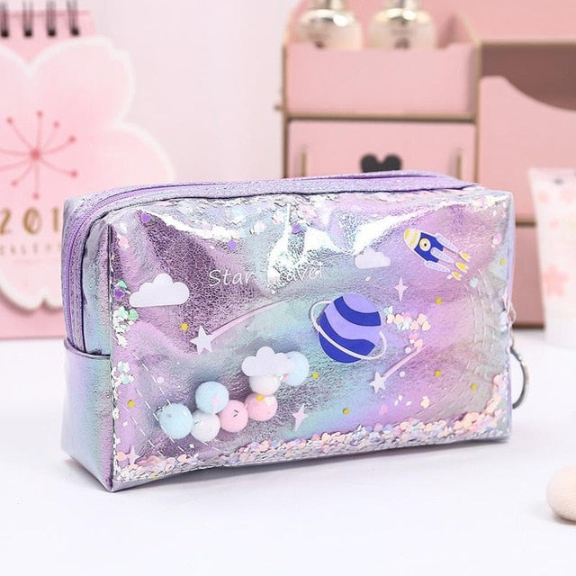 Star Pencil Case Glitter Large Capacity Pencilcase