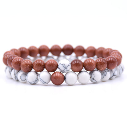 2Pcs/Set Couples 6mm Bead Stone Distance Bracelet