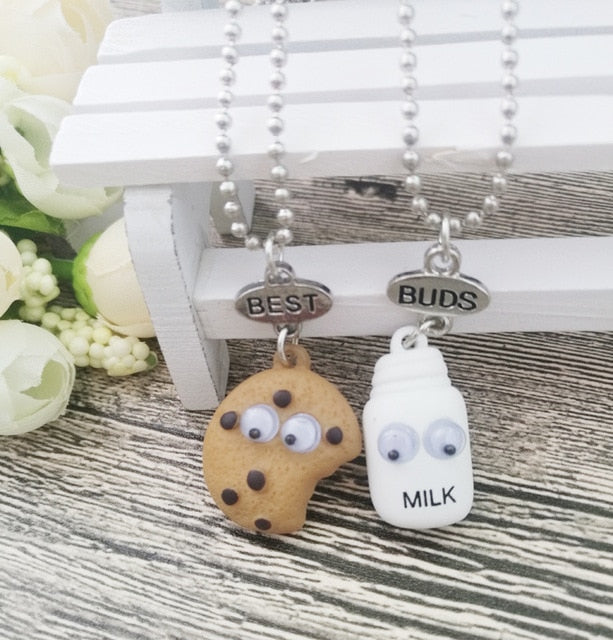 2-3pcs/ Set Cute Cartoon Donut Hamberger pendent Best Friend Necklace