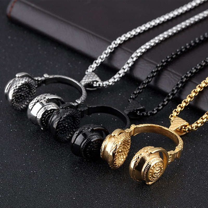 DJ Music Headphone Pendant Necklace