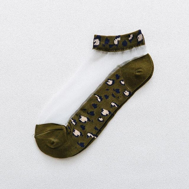 Women Socks Leopard Card Silk Socks