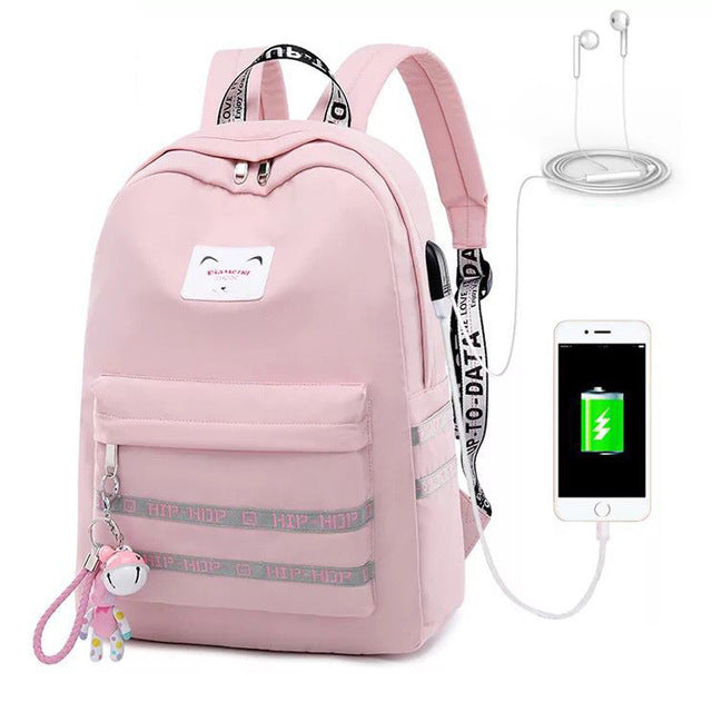 2020 New USB Backpack For Teenage Girls School Bag