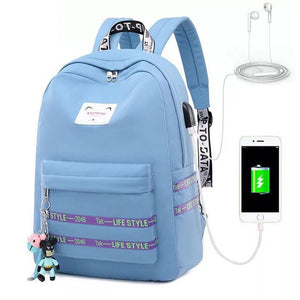 2020 New USB Backpack For Teenage Girls School Bag