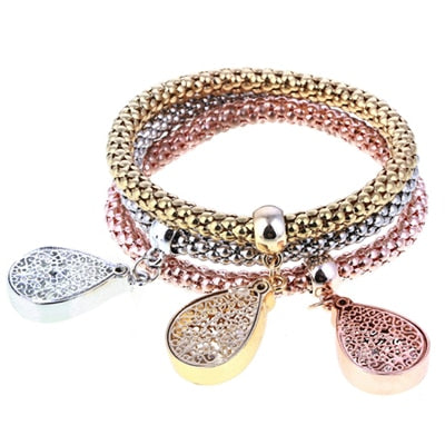 3 Pcs/Set Crystal Owl Heart Charm Bracelets