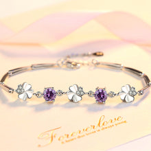 Load image into Gallery viewer, Femme White Gold Silver color Clover Crystal Jewelry Bracelet
