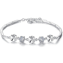 Cargar imagen en el visor de la galería, Femme White Gold Silver color Clover Crystal Jewelry Bracelet
