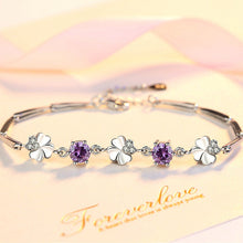 Cargar imagen en el visor de la galería, Femme White Gold Silver color Clover Crystal Jewelry Bracelet
