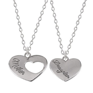 2 Pcs/Set Heart Stitching Mom Daughter Family Necklace