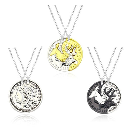 Couples or Siblings Elk Deer Long Maxi Necklaces & Pendant