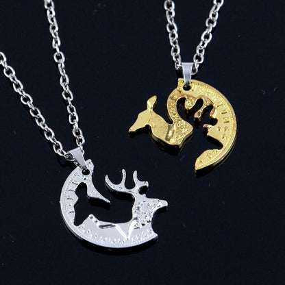 Couples or Siblings Elk Deer Long Maxi Necklaces & Pendant