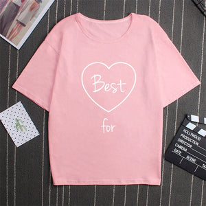 Matching Letter Print Girl Couples Clothes Sister T-shirt
