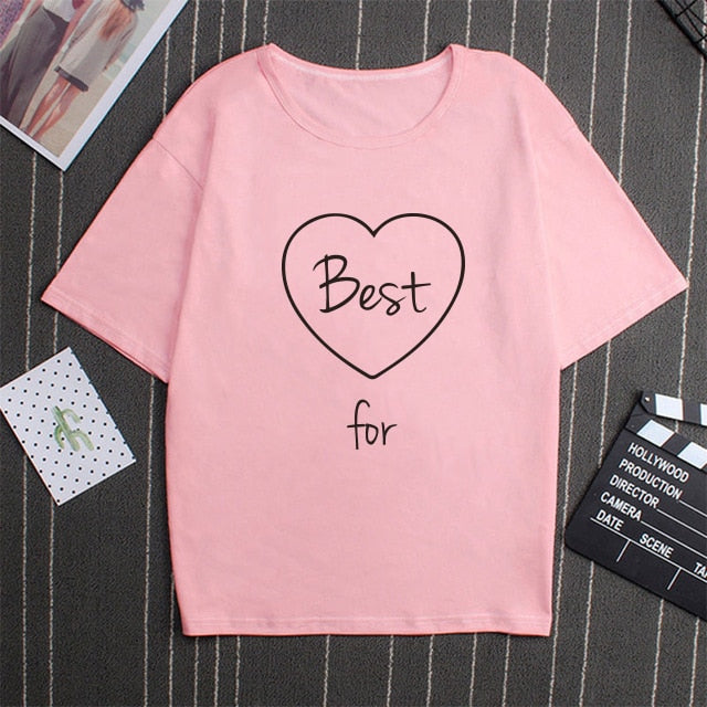 Matching Letter Print Girl Couples Clothes Sister T-shirt