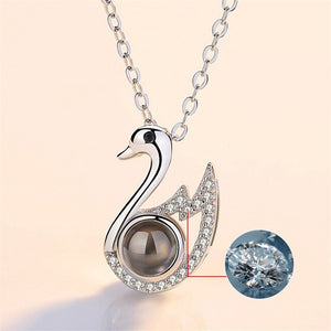 Swan Projection Pendant Necklace