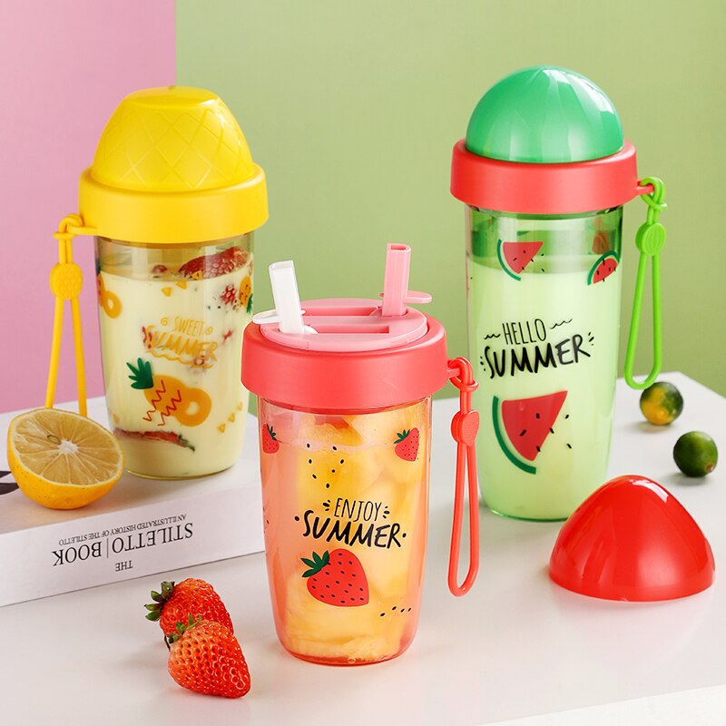 Fruit pattern Dual-use Two Side Separate Water Bottle