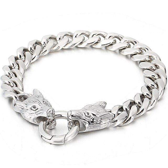 Viking Wolf Head Animal Titanium Steel Bracelet