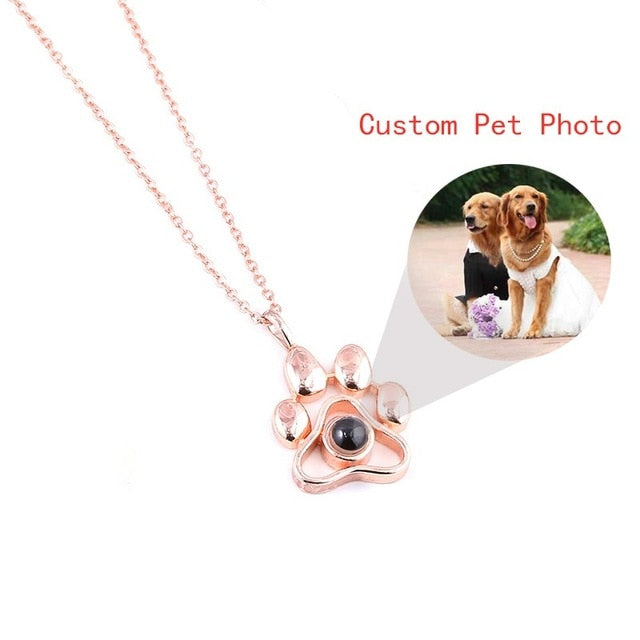 Cat Dog Paw Pendant 100 languages I Love YOU Projection Necklaces