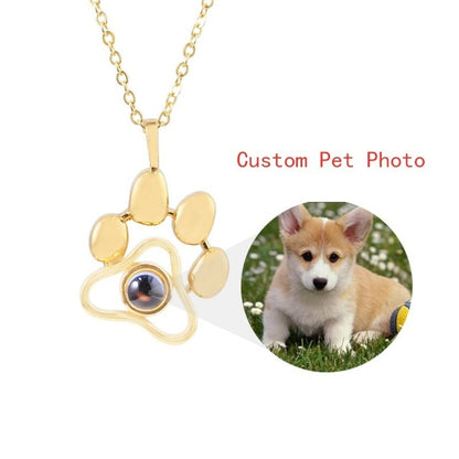 Cat Dog Paw Pendant 100 languages I Love YOU Projection Necklaces